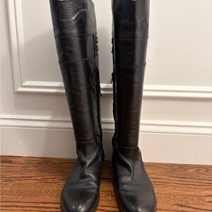 Elegant Black Leather Knee-High Boots